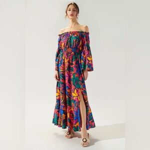 Rainbow Tropics Off The Shoulder Dress